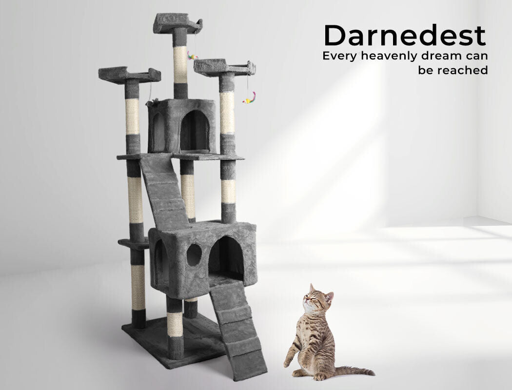 Pawz 184Cm Cat Trees Scratching Post Scratcher for Large Cats Tower House Gery