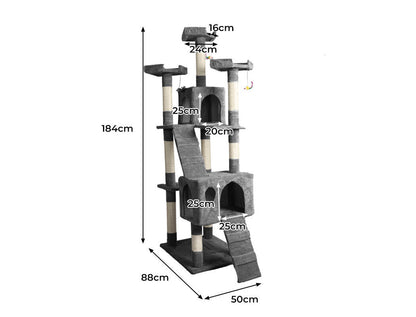 Pawz 184Cm Cat Trees Scratching Post Scratcher for Large Cats Tower House Gery