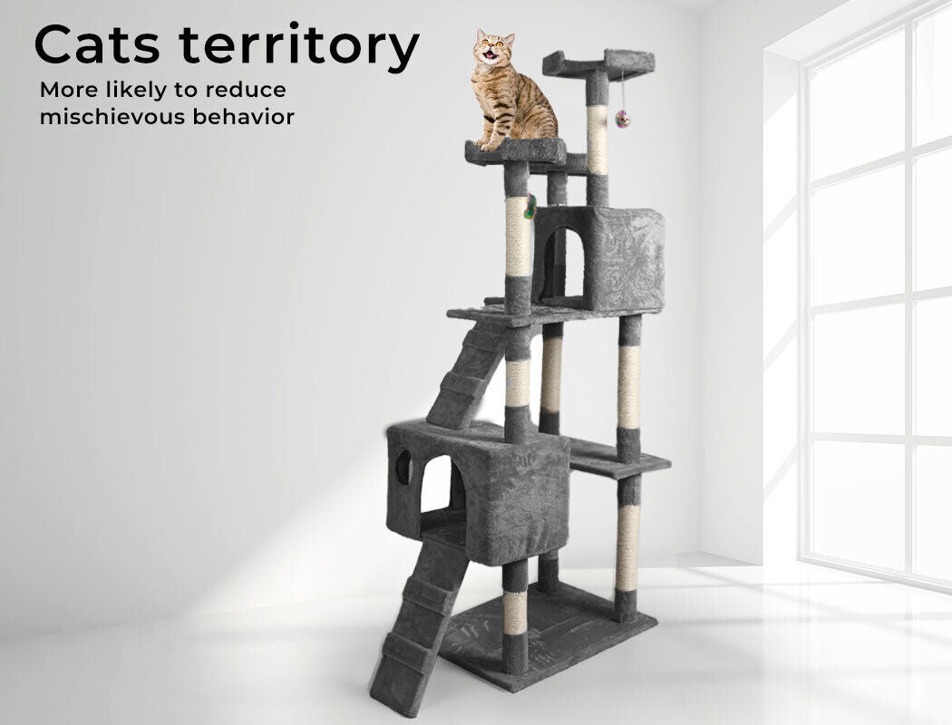 Pawz 184Cm Cat Trees Scratching Post Scratcher for Large Cats Tower House Gery