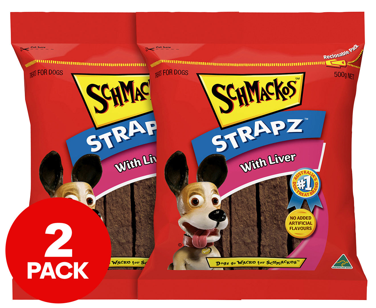 2 X  Strapz Dog Treats Liver 500G