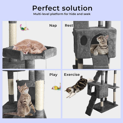 Pawz 184Cm Cat Trees Scratching Post Scratcher for Large Cats Tower House Gery