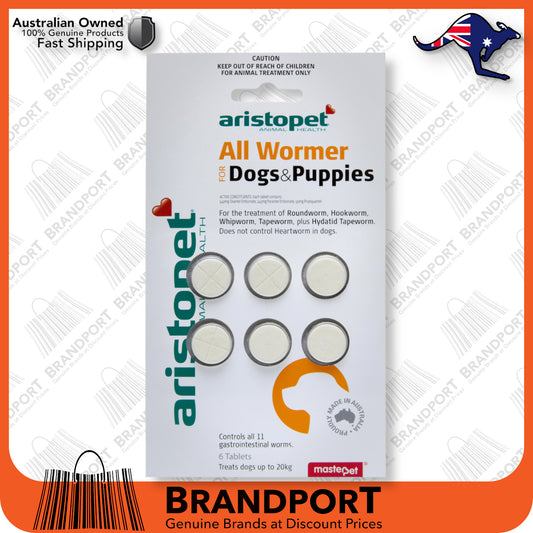 Aristopet All Wormer for Dogs & Puppies 6PK Dog Worming Tablets 1Tb/10Kg✅Au Made